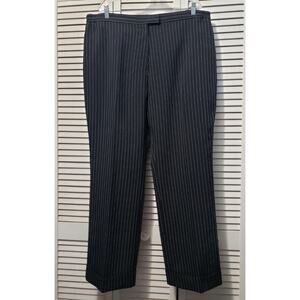 Milano Moda Dress Pants Women's Size 22 Black Pinstripe Cuffed Hems Pockets